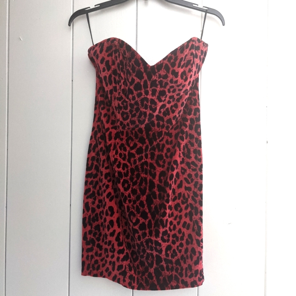 Red and black leopard/cheetah print dress